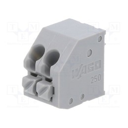 1 pcs x WAGO - 250-102 - PCB terminal block, angled 45°, 3.5mm, ways: 2, on PCBs, terminal