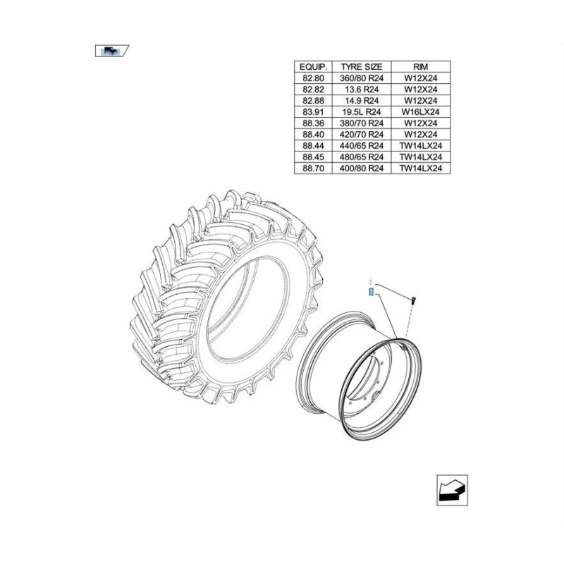 Rim 440 80r24 new holland t5 t6 84485189 cnh