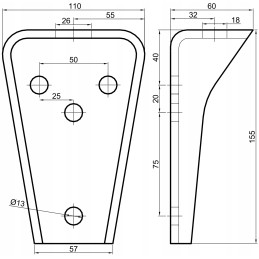 Frame mounting bracket, box console, galvanized