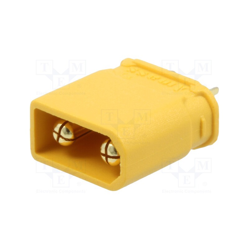 1 pcs x AMASS - XT30U-M - Plug, DC supply, XT30, male, PIN: 2, for cable, soldering, yellow
