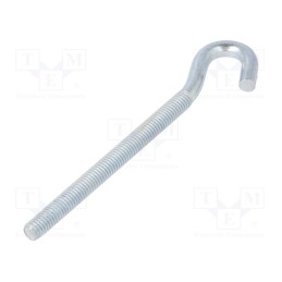 10 pcs x DROMET - HZ.6100 - Hook, angular, steel, zinc, Thread len: 76mm, Overall len: 100mm