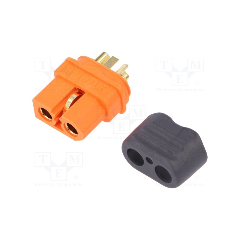 1 pcs x AMASS - XT60I-F - Plug, DC supply, XT60, female, PIN: 3, for cable, soldering, orange