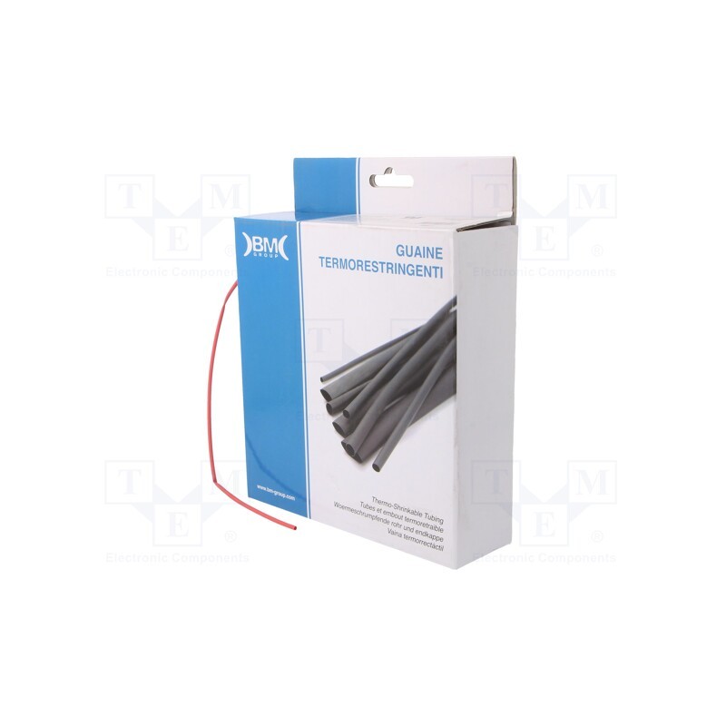 1 rol x BM GROUP - GBS016MRO - Heat shrink sleeve, glueless, 2: 1, 1.6mm, L: 12m, polyolefine