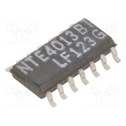 1 pcs x NTE Electronics - NTE4013BT - IC: digital, D flip-flop, Ch: 2, IN: 3, CMOS, SMD, SO14, 16uA, OUT: 1
