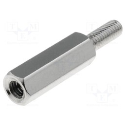 10 pcs x DREMEC - 213X15 - Screwed spacer sleeve, 15mm, Int.thread: M3, Ext.thread: M3, brass