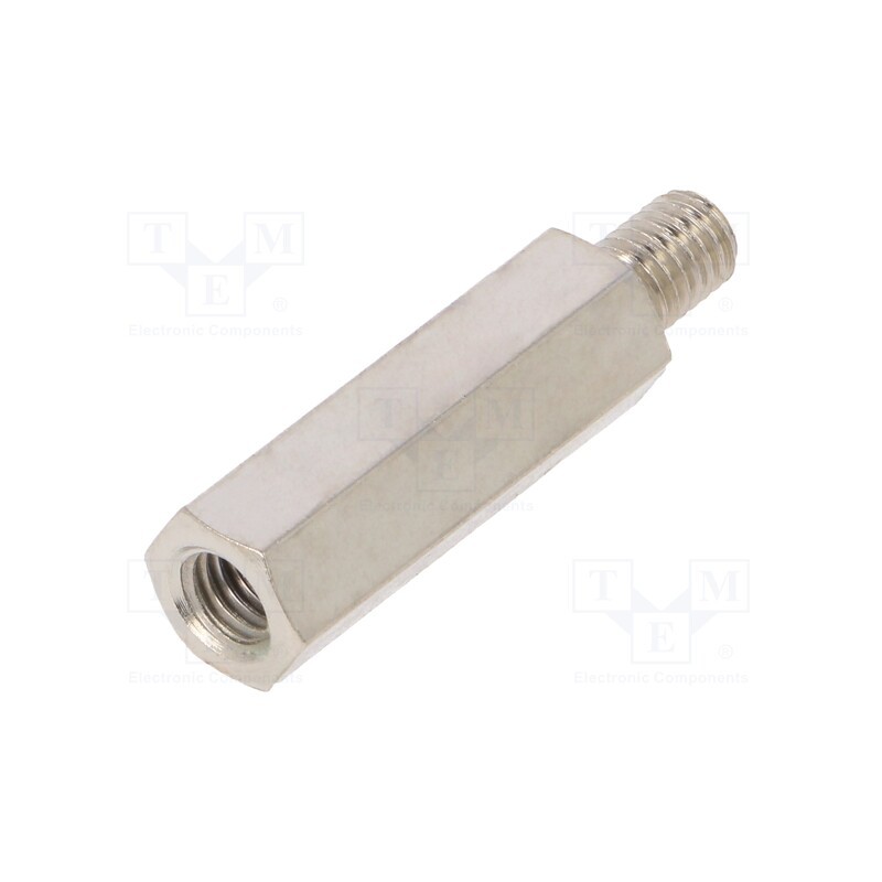 10 pcs x DREMEC - 218X25 - Screwed spacer sleeve, 25mm, Int.thread: M5, Ext.thread: M5, brass
