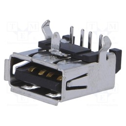 1 pcs x JST - UBA-4R-D14T-4D (LF)(SN) - Socket, USB A, on PCBs, THT, PIN: 4, angled 90°, USB 2.0