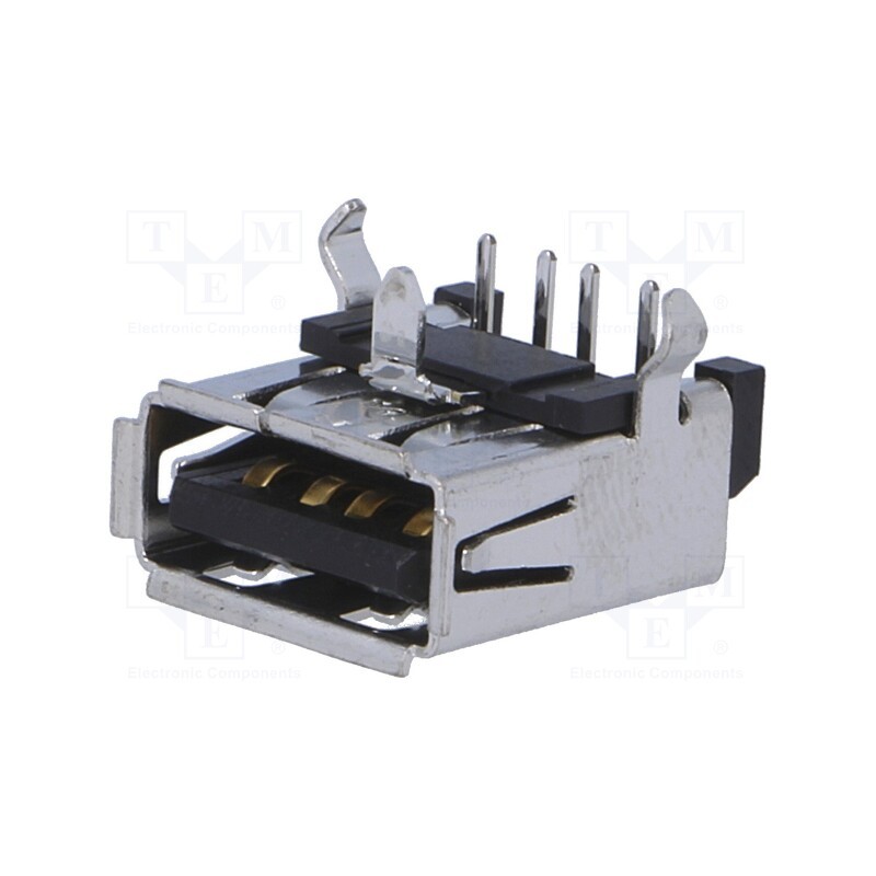 1 pcs x JST - UBA-4R-D14T-4D (LF)(SN) - Socket, USB A, on PCBs, THT, PIN: 4, angled 90°, USB 2.0