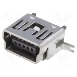 1 pcs x ADAM TECH - MUSB-B5-S-VT-TSMT-1 - Socket, USB B mini, SMT, vertical, USB 2.0, gold-plated