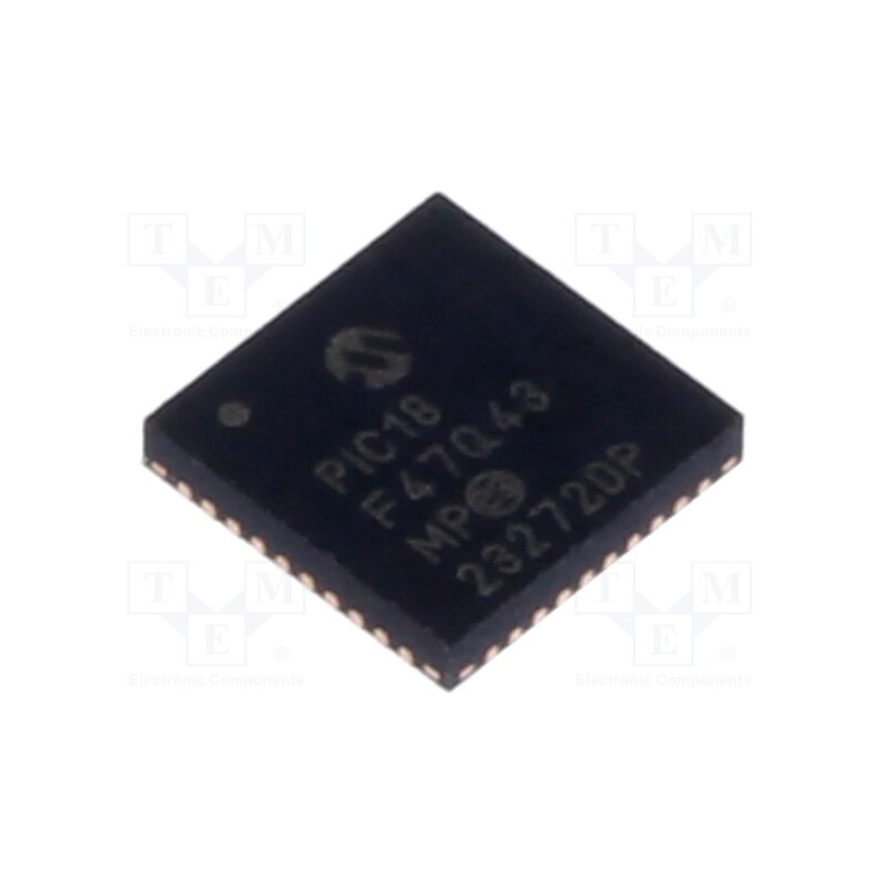 1 pcs x MICROCHIP TECHNOLOGY - PIC18F47Q43-I/MP - IC: PIC microcontroller, 128kB, 64MHz, I2C,SPI x2,UART x5, SMD