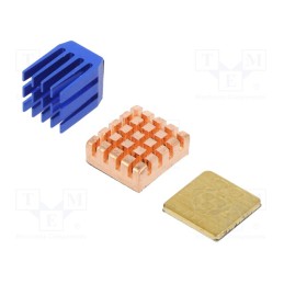 1 set x - GRL-15287 - Heatsink: extruded, grilled, Raspberry Pi, copper,blue,golden