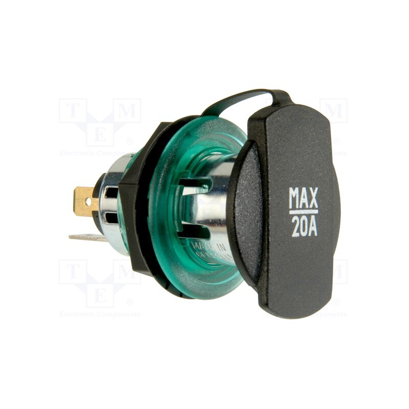 1 pcs x PRO CAR - 68140820 - Car lighter socket, car lighter socket x1, 20A, green, blister