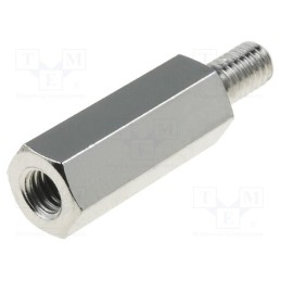 10 pcs x DREMEC - 216X18 - Screwed spacer sleeve, 18mm, Int.thread: M4, Ext.thread: M4, brass