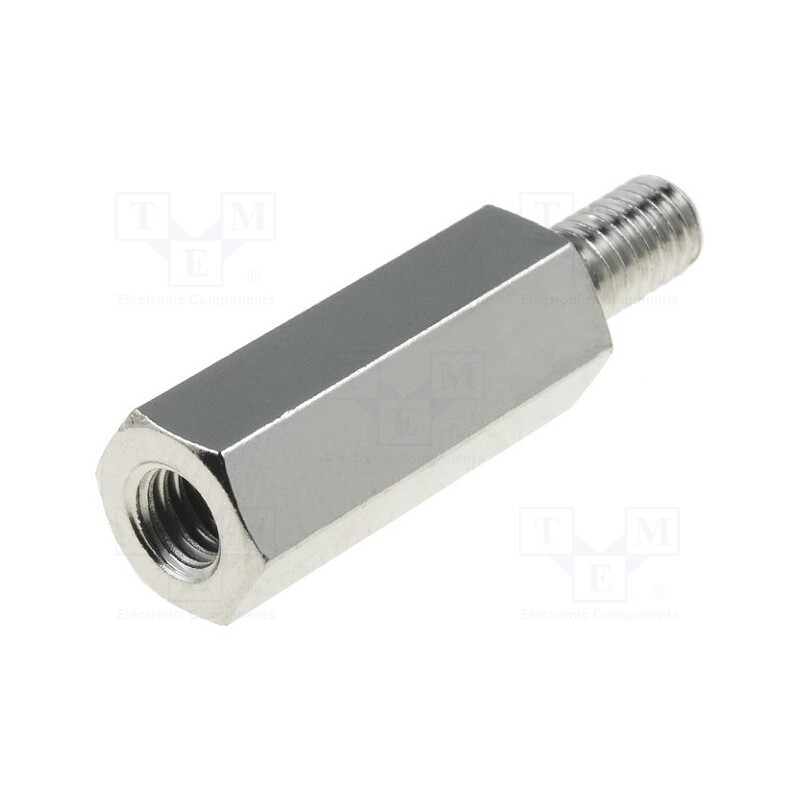 10 pcs x DREMEC - 216X18 - Screwed spacer sleeve, 18mm, Int.thread: M4, Ext.thread: M4, brass