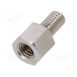 10 pcs x DREMEC - 216X06 - Screwed spacer sleeve, 6mm, Int.thread: M4, Ext.thread: M4, brass