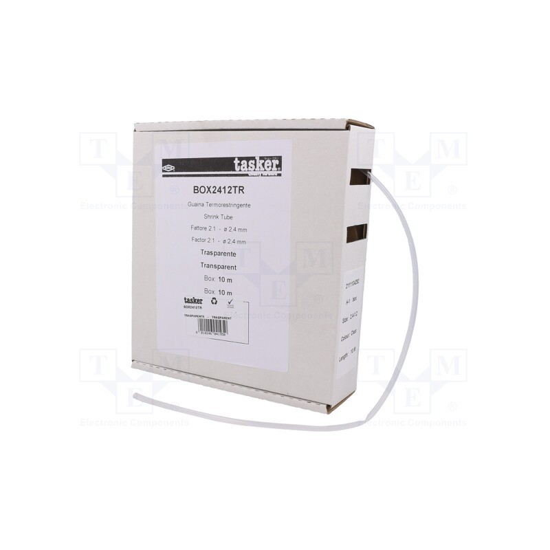 1 pcs x TASKER - BOX 2412 TR - Heat shrink sleeve, glueless, 2: 1, 2.4mm, L: 10m, transparent
