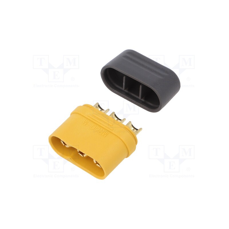 1 pcs x AMASS - MR60-M - Plug, DC supply, MR60, male, PIN: 3, for cable, soldering, yellow