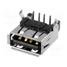 1 pcs x JST - UBA-4R-D14-4D (LF)(SN) - Socket, USB A, on PCBs, THT, PIN: 4, angled 90°, USB 2.0