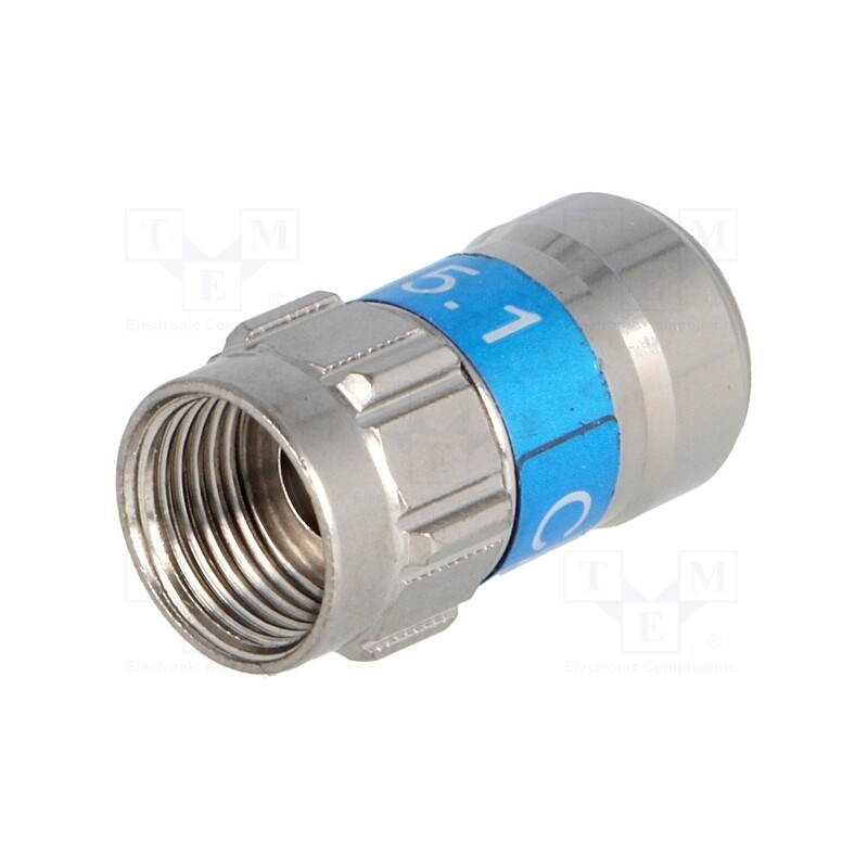 1 pcs x CABELCON - 99909644-01 F-56 5.1 SELF IN - Plug, F, male, straight, RG6, 7.1mm, push-in, for cable