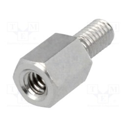 10 pcs x DREMEC - 2103X06/6 - Screwed spacer sleeve, 6mm, Int.thread: UNC4-40, Ext.thread: M3