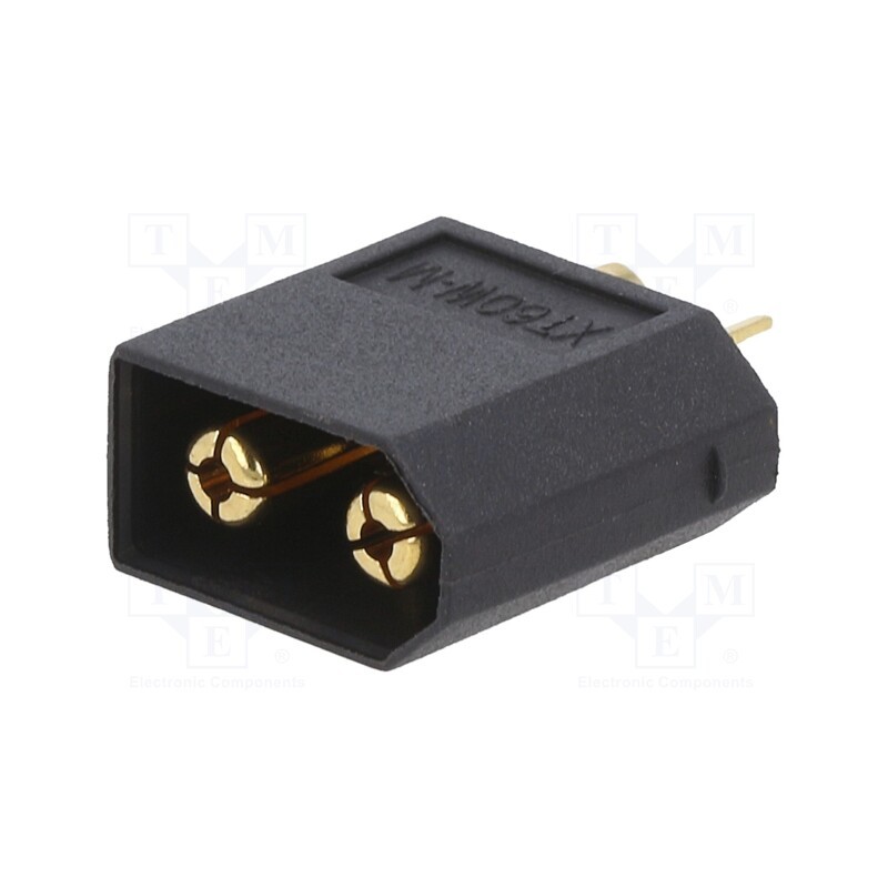 1 pcs x AMASS - XT60W-M - Plug, DC supply, XT60, male, PIN: 2, for cable, soldering, black, 20A