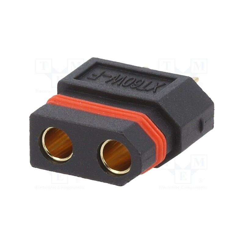 1 pcs x AMASS - XT60W-F - Plug, DC supply, XT60, female, PIN: 2, for cable, soldering, black