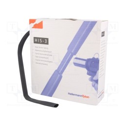 1 rol x HELLERMANNTYTON - 308-31200 - Heat shrink sleeve, glueless, 3: 1, 12mm, L: 5m, black, -50÷125°C