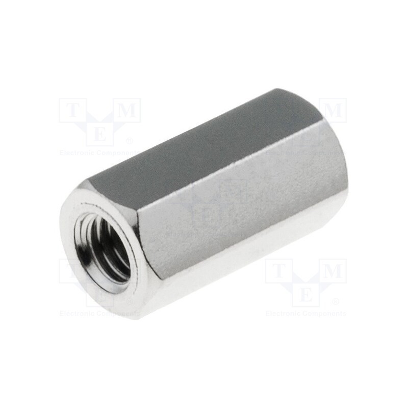 10 pcs x DREMEC - 113X10 - Screwed spacer sleeve, 10mm, Int.thread: M3, hexagonal, brass