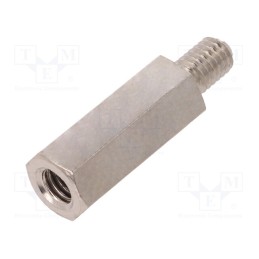 10 pcs x DREMEC - 219X25 - Screwed spacer sleeve, 25mm, Int.thread: M6, Ext.thread: M6, brass