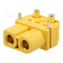 1 pcs x AMASS - XT60PW-F - Socket, DC supply, XT60, female, PIN: 2, on PCBs, THT, yellow, 30A