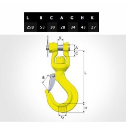 Hiab 16 10 wll 10t swivel hook 5436877