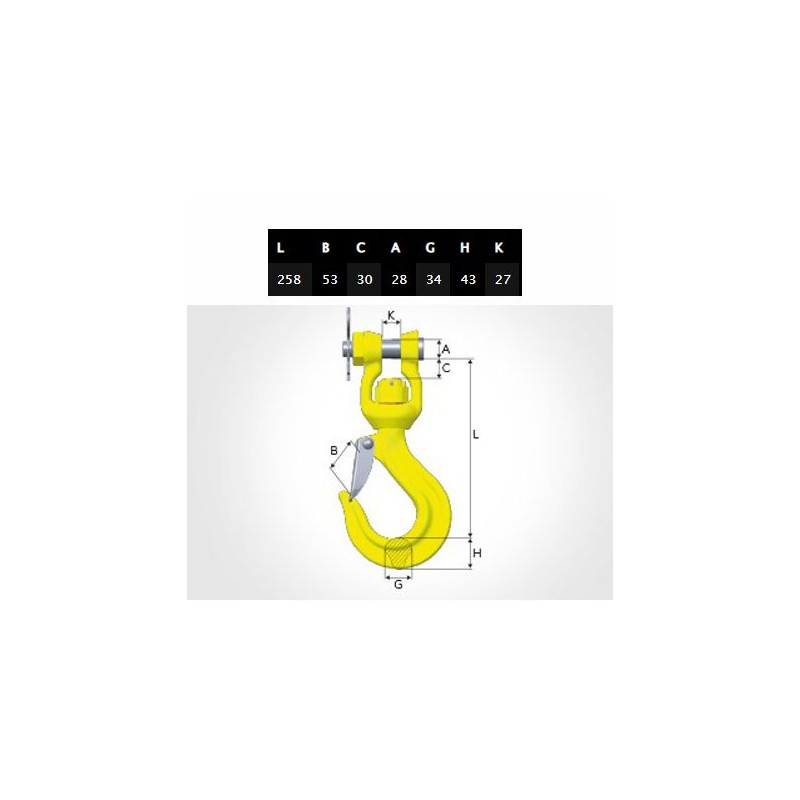 Hiab 16 10 wll 10t swivel hook 5436877