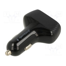 1 pcs x GEMBIRD - TA-U2QC3-CAR-01 - USB power supply, USB A socket x2, Sup.volt: 12÷24VDC, black