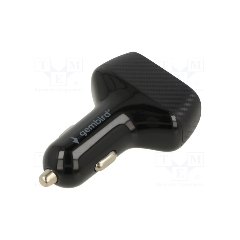 1 pcs x GEMBIRD - TA-U2QC3-CAR-01 - USB power supply, USB A socket x2, Sup.volt: 12÷24VDC, black