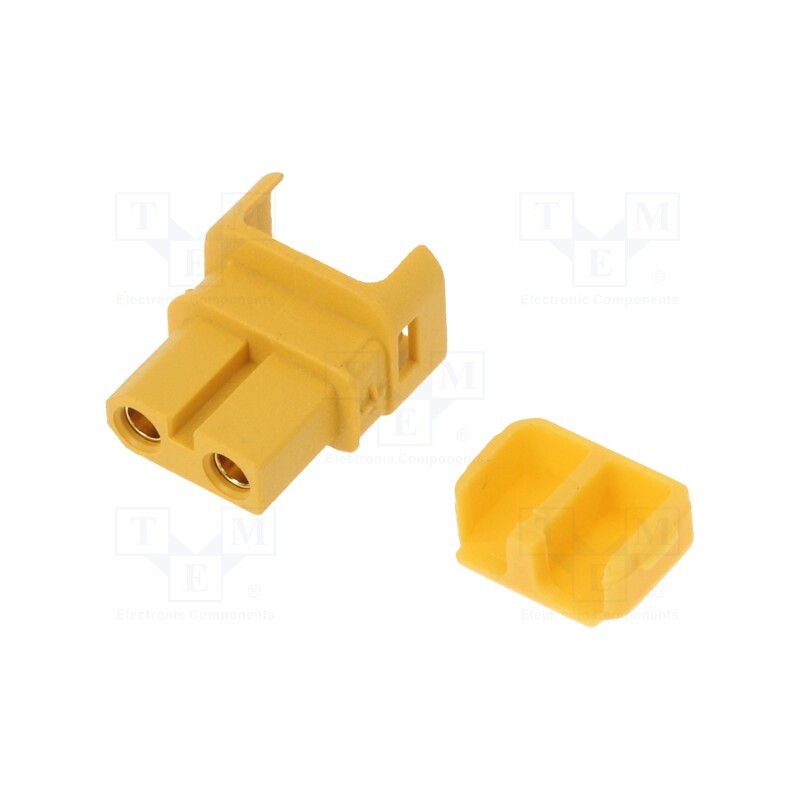 1 pcs x AMASS - XT30ULW-F - Plug, DC supply, XT30, female, PIN: 2, for cable, soldering, yellow