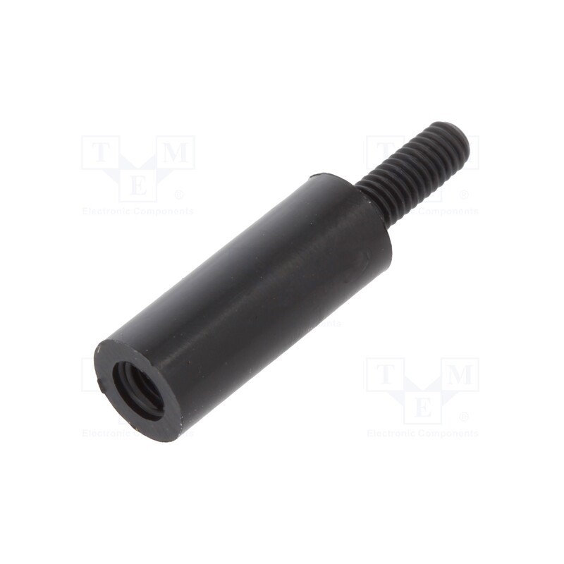 10 pcs x DREMEC - 285RDX15 - Screwed spacer sleeve, cylindrical, polyamide, M3, M3, 15mm, black