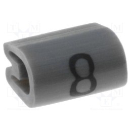 1000 pcs x TE Connectivity - 6161808 - Markers, Marking: 8, 2.9÷4.7mm, PVC, grey, -45÷70°C, leaded