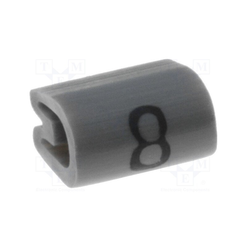 1000 pcs x TE Connectivity - 6161808 - Markers, Marking: 8, 2.9÷4.7mm, PVC, grey, -45÷70°C, leaded