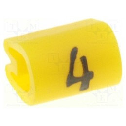 1000 pcs x TE Connectivity - 6161404 - Markers, Marking: 4, 2.9÷4.7mm, PVC, yellow, -45÷70°C, leaded