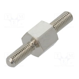 10 pcs x DREMEC - 415X06 - Screwed spacer sleeve, 6mm, Ext.thread: M3, hexagonal, brass