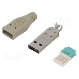 1 pcs x LOGILINK - UP0003 - Plug, USB A, male, for cable, without tools, PIN: 4, straight, grey
