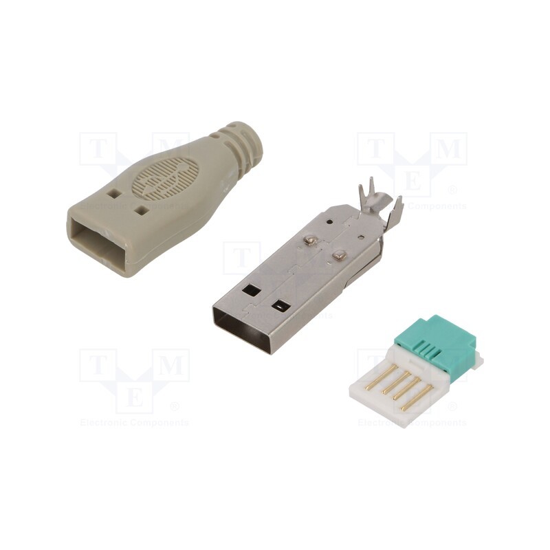 1 pcs x LOGILINK - UP0003 - Plug, USB A, male, for cable, without tools, PIN: 4, straight, grey