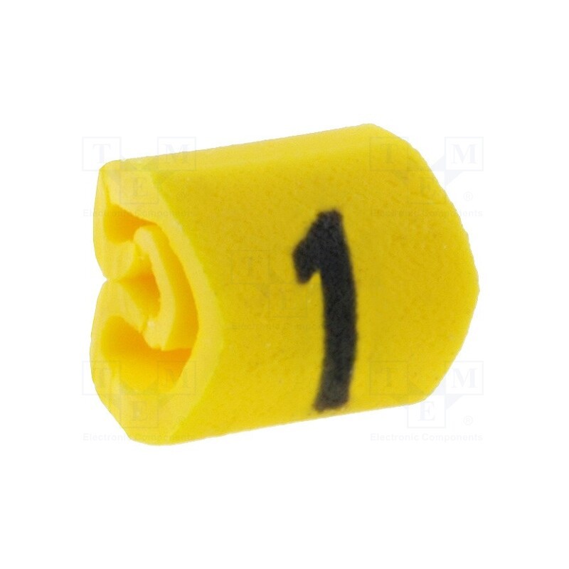1000 pcs x HELLERMANNTYTON - 515-01614 - Markers, Marking: 1, 1÷3mm, PVC, yellow, -65÷105°C, leaded, HGDC1-3