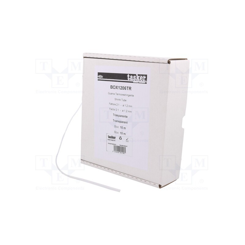 1 pcs x TASKER - BOX 1206 TR - Heat shrink sleeve, glueless, 2: 1, 1.2mm, L: 10m, transparent