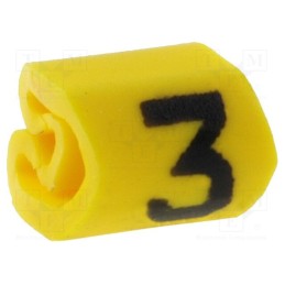 1000 pcs x HELLERMANNTYTON - 515-01634 - Markers, Marking: 3, 1÷3mm, PVC, yellow, -65÷105°C, leaded, HGDC1-3