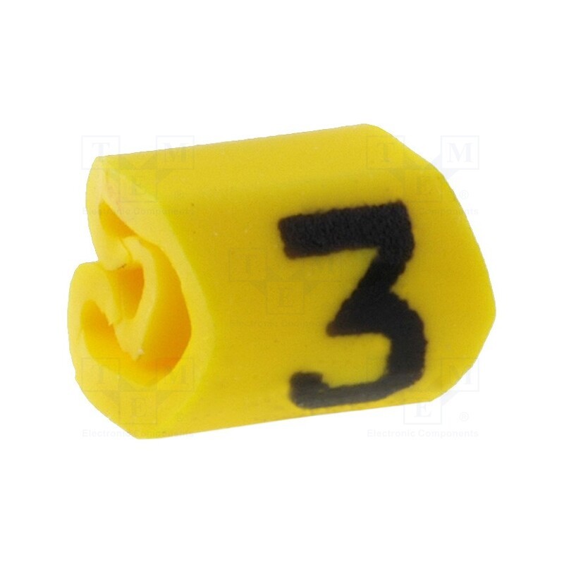 1000 pcs x HELLERMANNTYTON - 515-01634 - Markers, Marking: 3, 1÷3mm, PVC, yellow, -65÷105°C, leaded, HGDC1-3