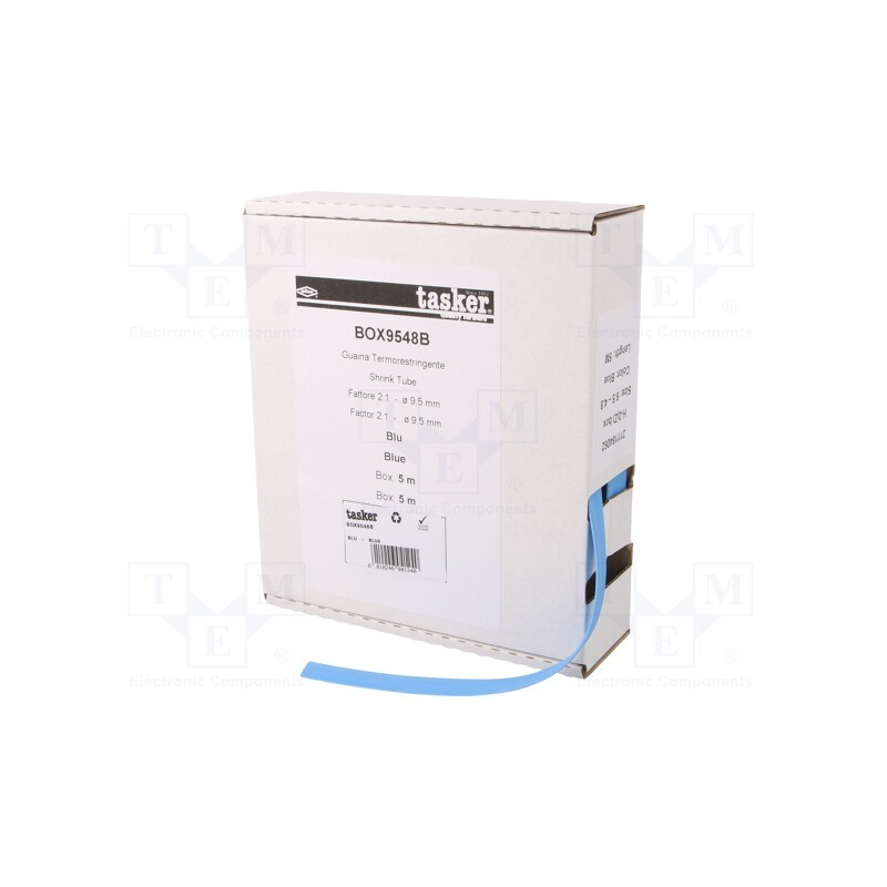 1 pcs x TASKER - BOX 9548 B - Heat shrink sleeve, glueless, 2: 1, 9.5mm, L: 5m, blue, polyolefine