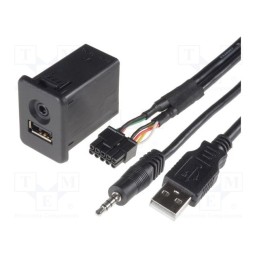 1 pcs x PER.PIC. - C6001-USB - USB/AUX adapter, Opel, Jack 3,5mm 4pin socket,USB A socket