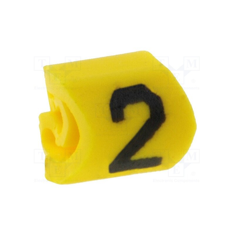 1000 pcs x HELLERMANNTYTON - 515-01624 - Markers, Marking: 2, 1÷3mm, PVC, yellow, -65÷105°C, leaded, HGDC1-3
