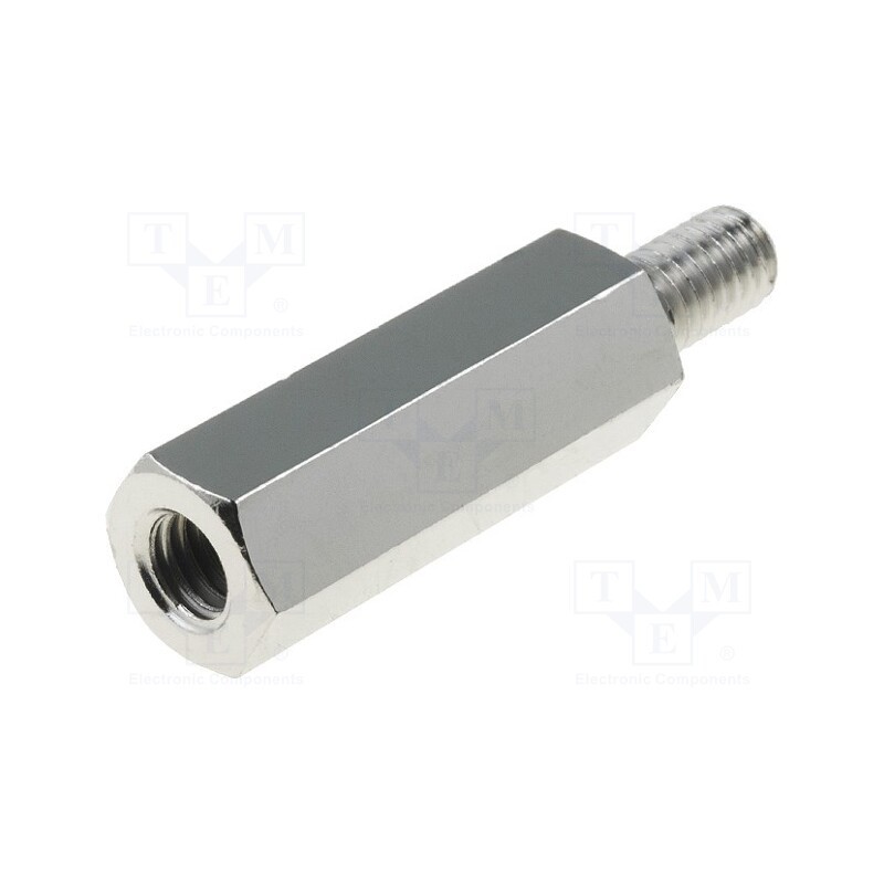 10 pcs x DREMEC - 216X20 - Screwed spacer sleeve, 20mm, Int.thread: M4, Ext.thread: M4, brass